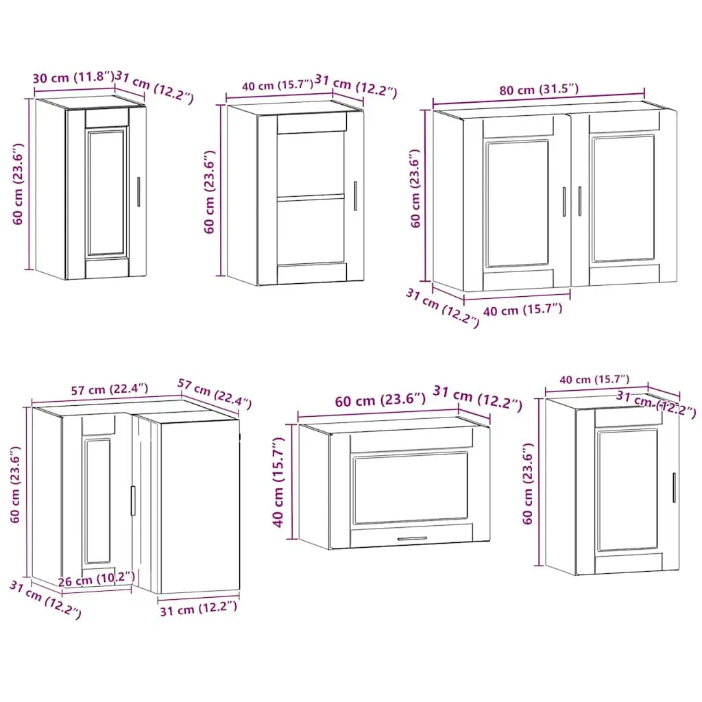 11-Piece Kitchen Cabinet Set White Storage Engineered Wood Adjustable Feet