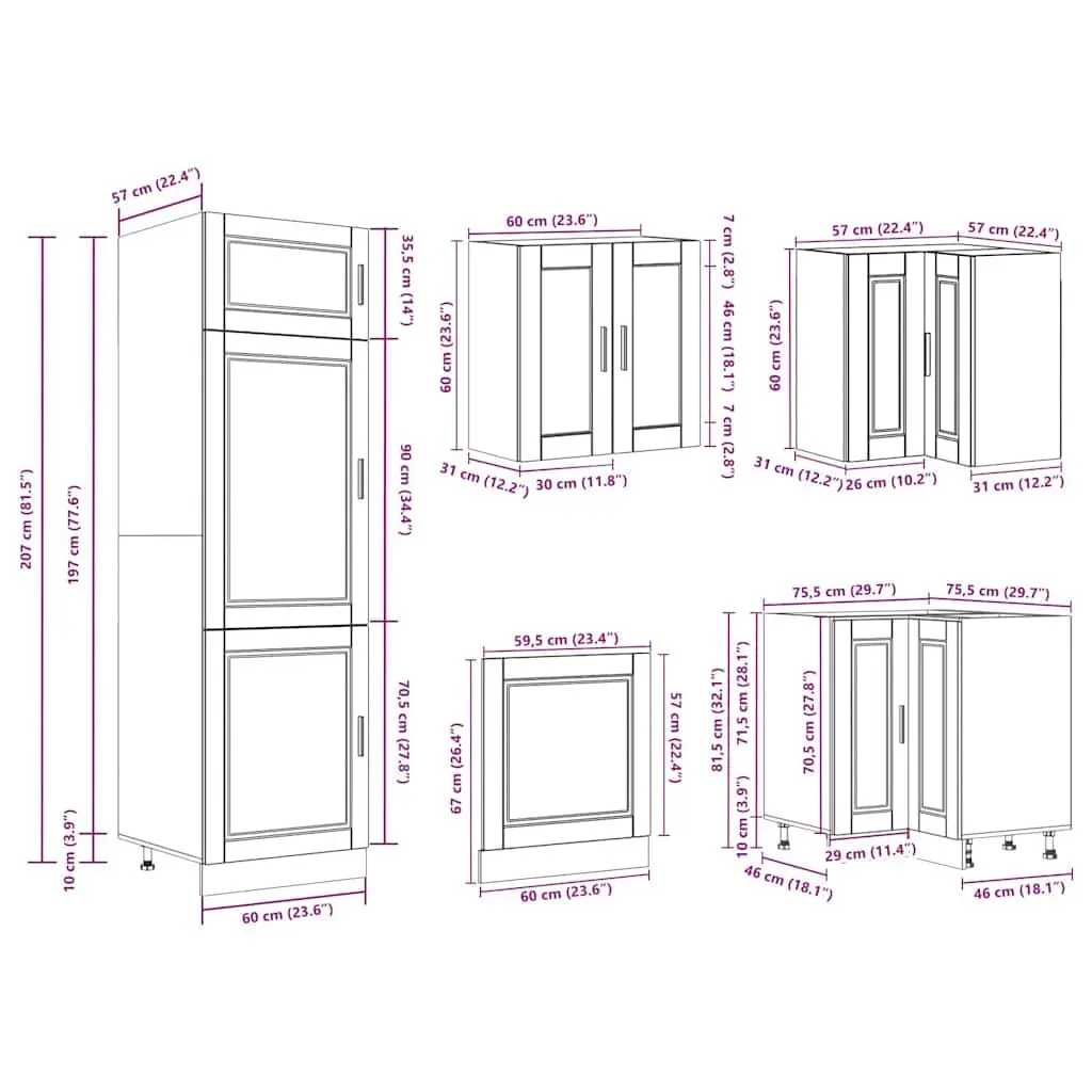 Kitchen Cabinet Set 14 Piece White Engineered Wood Storage Furniture