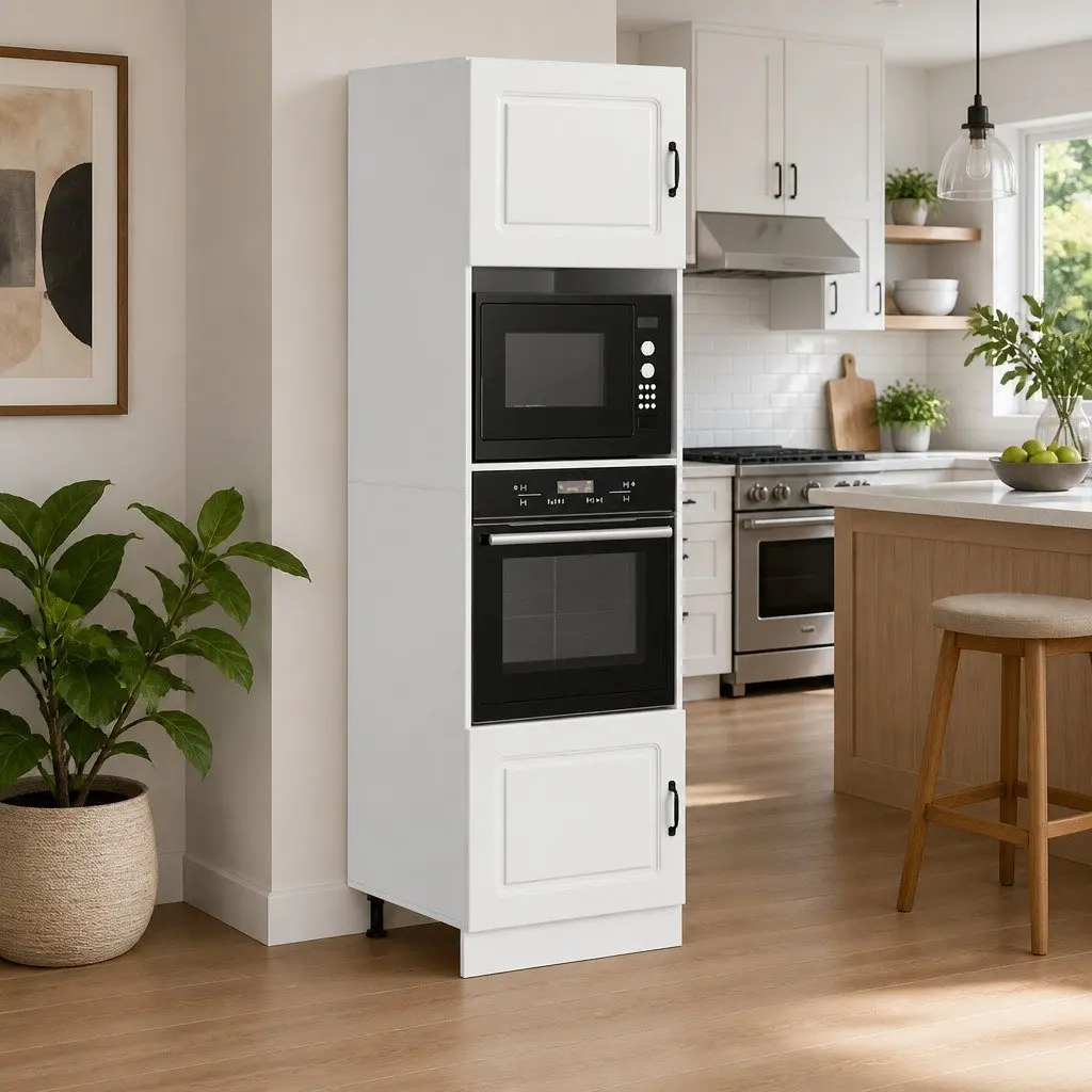 2 pcs White Kitchen Cabinets for Oven Storage