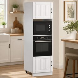 Oven Cabinet 2 pcs White Engineered Wood Kitchen Storage Unit Compact Design