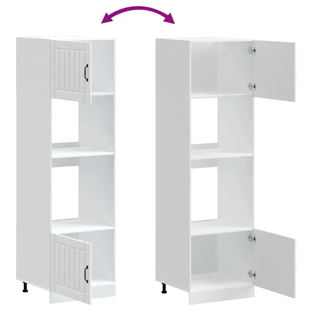 Oven Cabinet 2 pcs White Engineered Wood Kitchen Storage Unit Compact Design