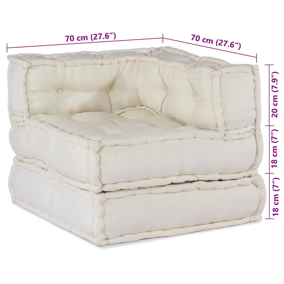 Modular Sofa Unit 2 Piece Cream 140 x 70 x 56 cm Fabric Lounge Indoor Outdoor