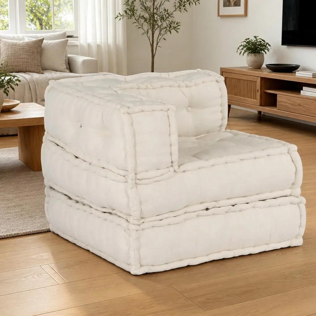 3-Piece Cream Fabric Modular Sofa Set