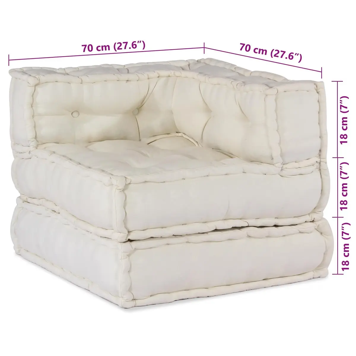 Modular Sofa Unit Indoor Outdoor Use 210 x 70 x 56 cm Cream Fabric