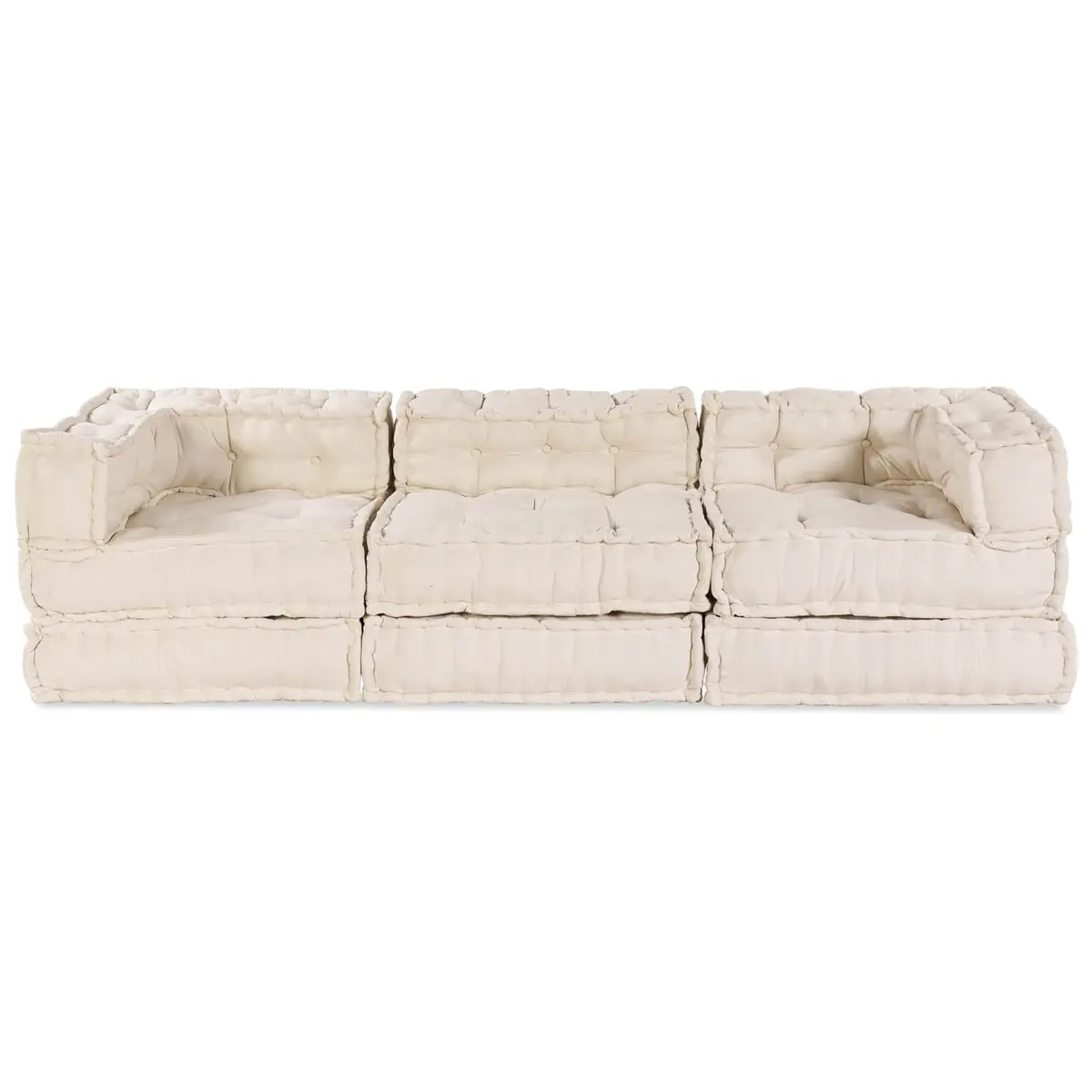 Modular Sofa Unit Indoor Outdoor Use 210 x 70 x 56 cm Cream Fabric
