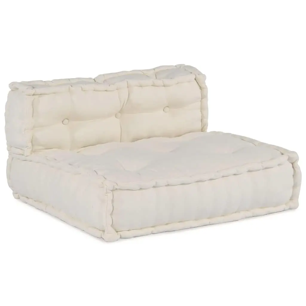 Modular Sofa Unit Indoor Outdoor Lounge Seating 210 x 140 x 56 cm Cream Fabric