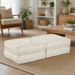 Modular Sofa Unit 2pcs Cream Fabric Lounge Couch Living Room Indoor Outdoor