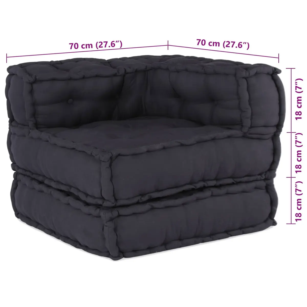 Modular Sofa Unit Indoor Outdoor Lounge 210 x 140 x 56 cm Fabric Anthracite