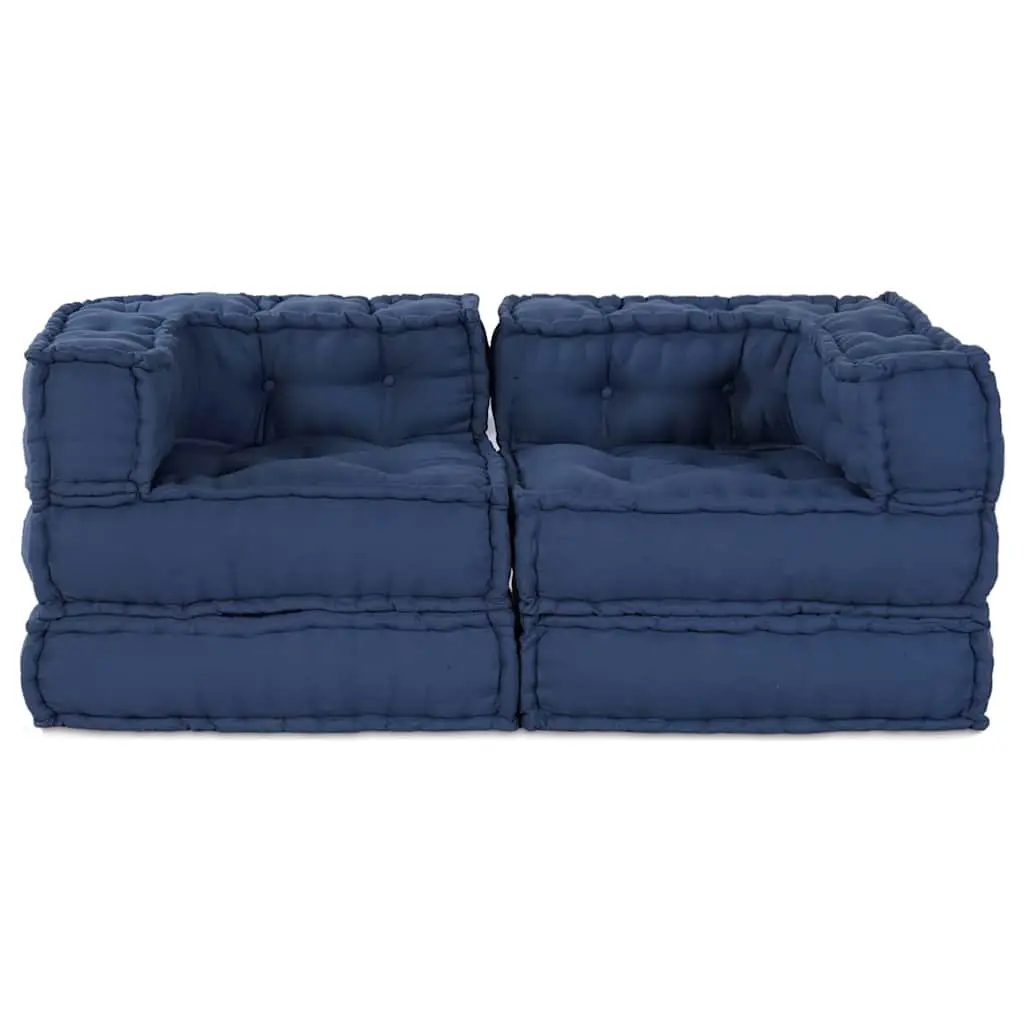Modular Sofa Unit 2 Pieces Blue Fabric Indoor Outdoor Living Room Sectional
