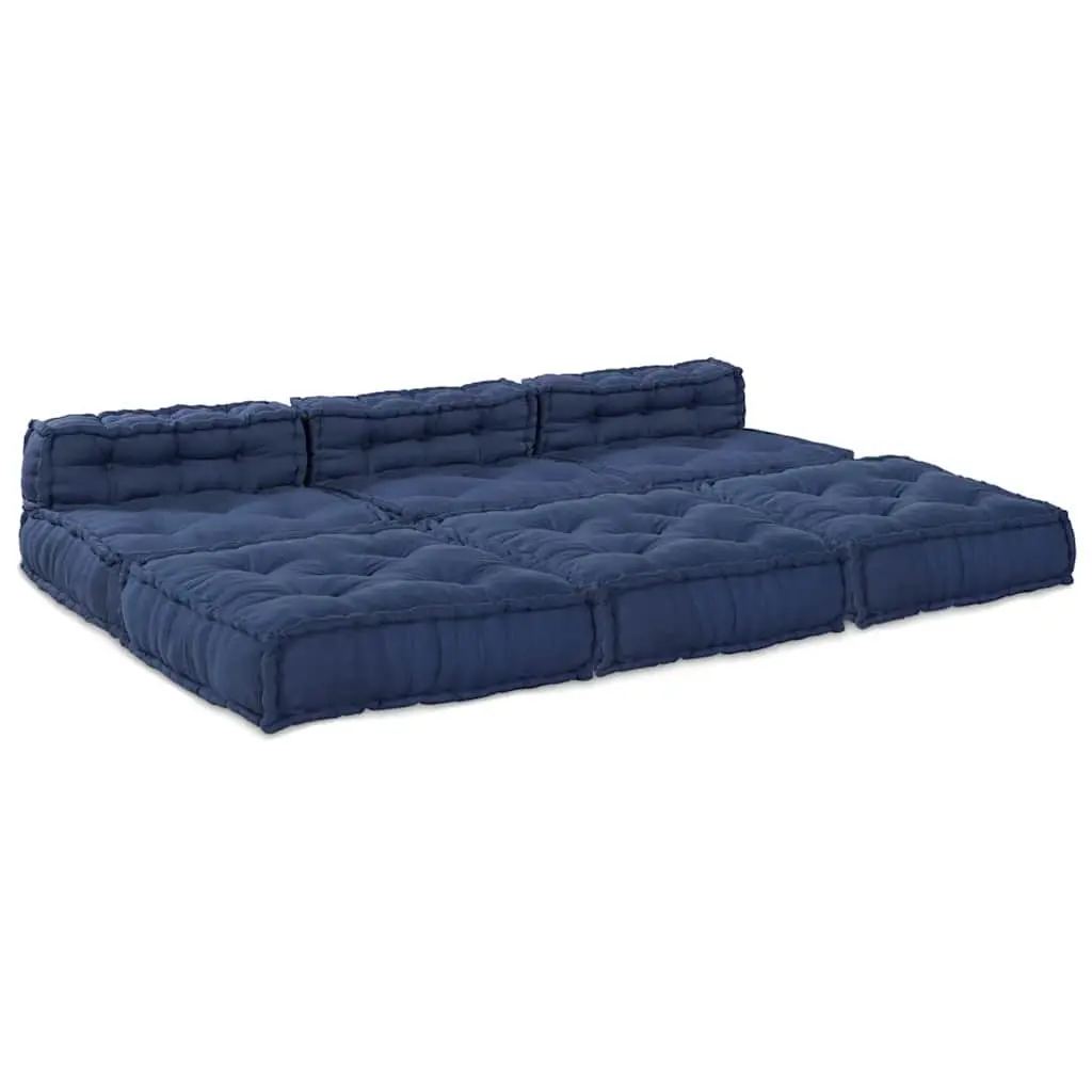 Modular Sofa Unit Indoor Outdoor Lounge 210 x 140 x 56 cm Fabric Indigo Blue