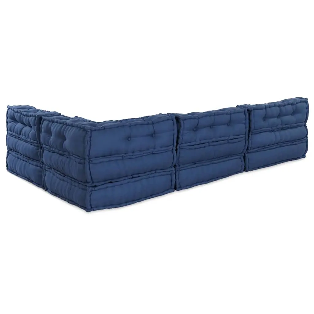 Modular Sofa Unit Indoor Outdoor Lounge 210 x 140 x 56 cm Fabric Indigo Blue