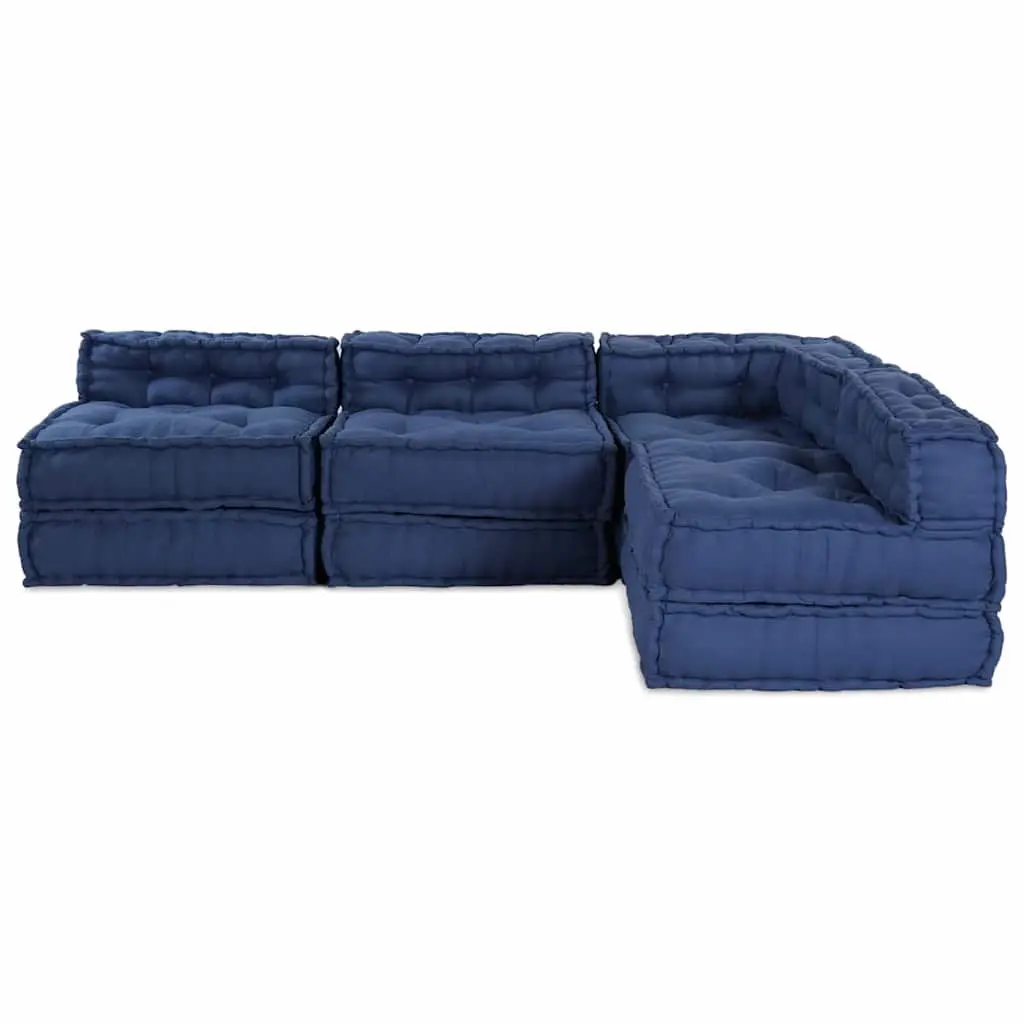Modular Sofa Unit Indoor Outdoor Lounge 210 x 140 x 56 cm Fabric Indigo Blue