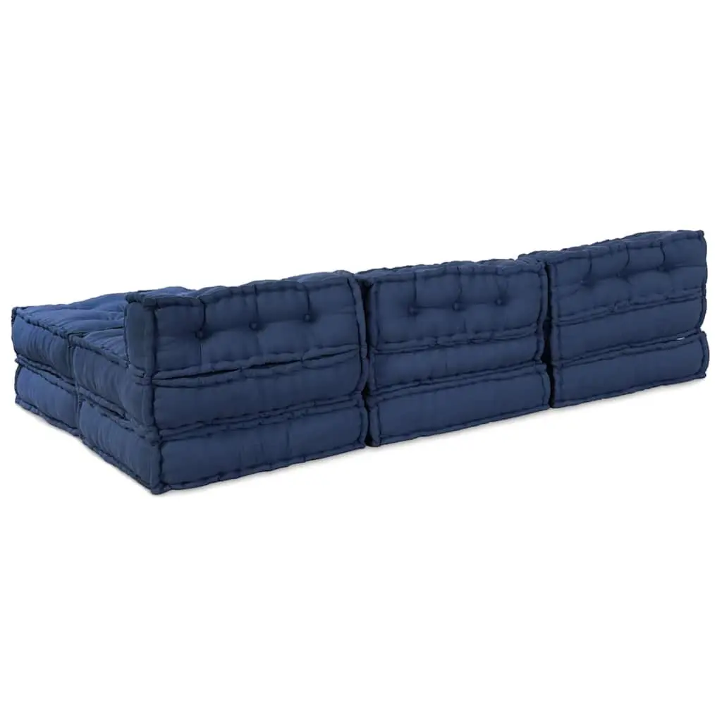 Fabric Modular Lounge Sofa Unit Corner Seat Indigo Blue 210x140x56cm