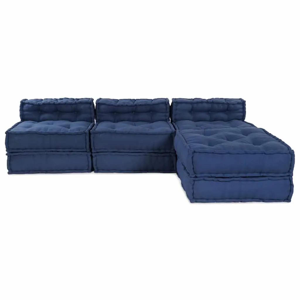 Fabric Modular Lounge Sofa Unit Corner Seat Indigo Blue 210x140x56cm