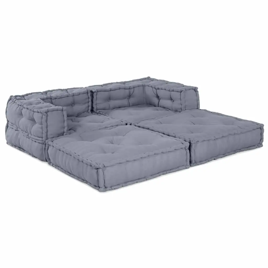 Modular Sofa Unit Indoor Outdoor 2 pcs Grey 140 x 70 x 56 cm Fabric Cushion