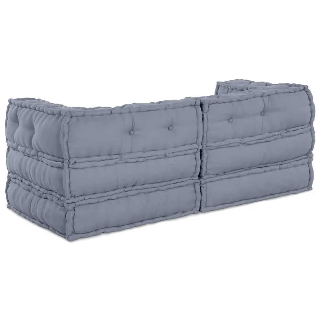Modular Sofa Unit Indoor Outdoor 2 pcs Grey 140 x 70 x 56 cm Fabric Cushion