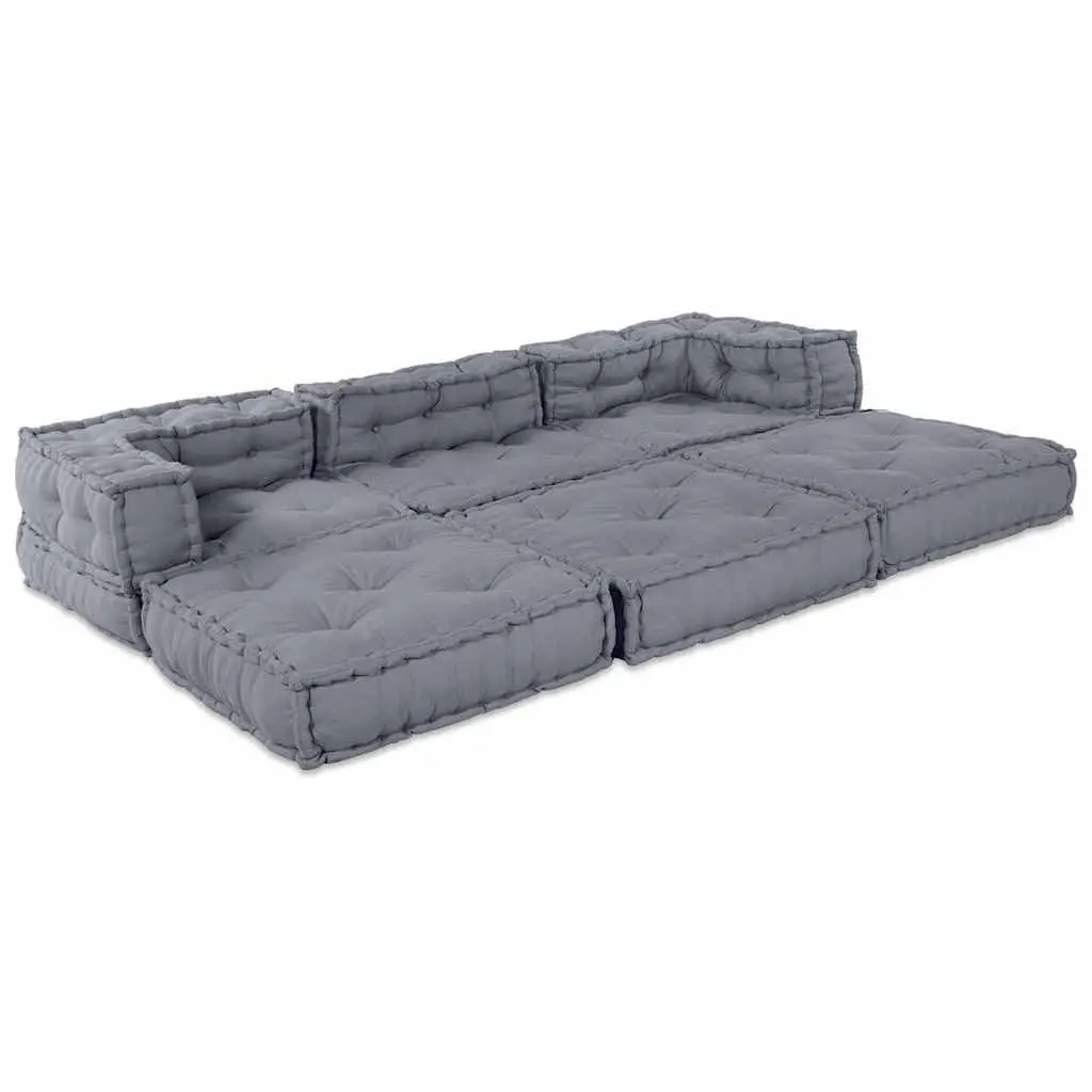 Modular Sofa Unit Flexible Seating Indoor Outdoor Corner Lounge Sectional Fabric Grey
