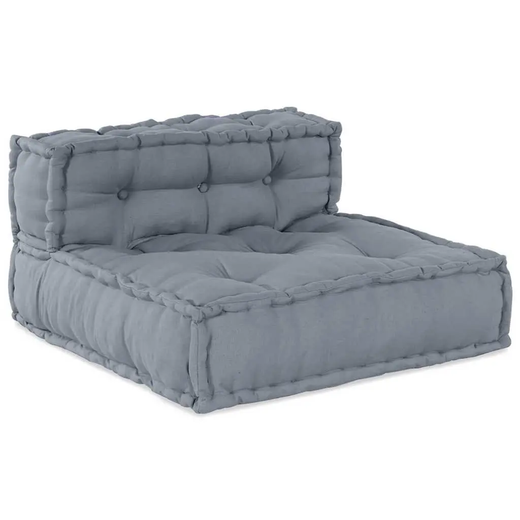 Modular Sofa Unit Indoor Outdoor Lounge Seating Fabric Grey 210 x 140 x 56 cm