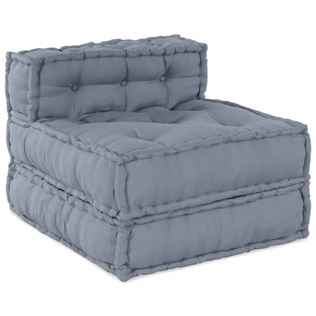 Modular Sofa Unit Indoor Outdoor Lounge Seating Fabric Grey 210 x 140 x 56 cm