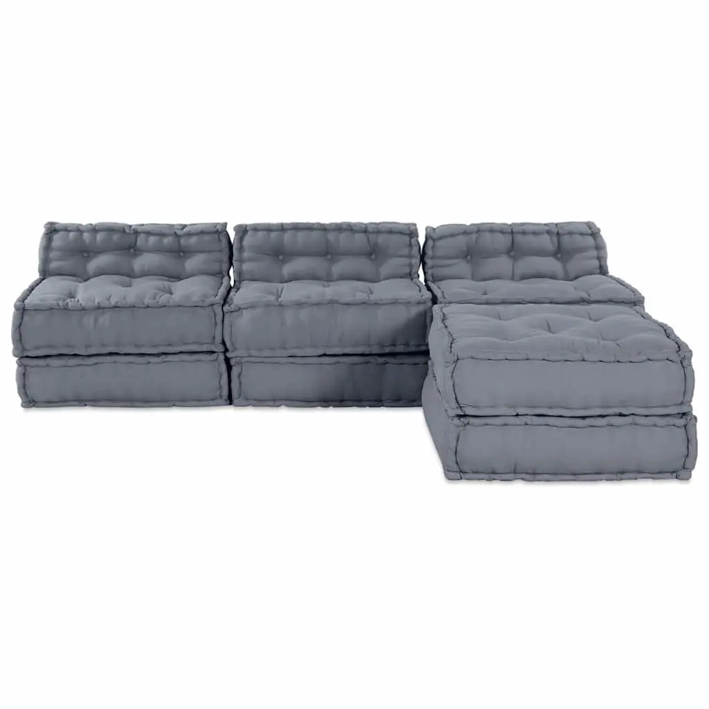 Modular Sofa Unit Indoor Outdoor Grey Fabric Corner Sectional Couch 210x140x56cm
