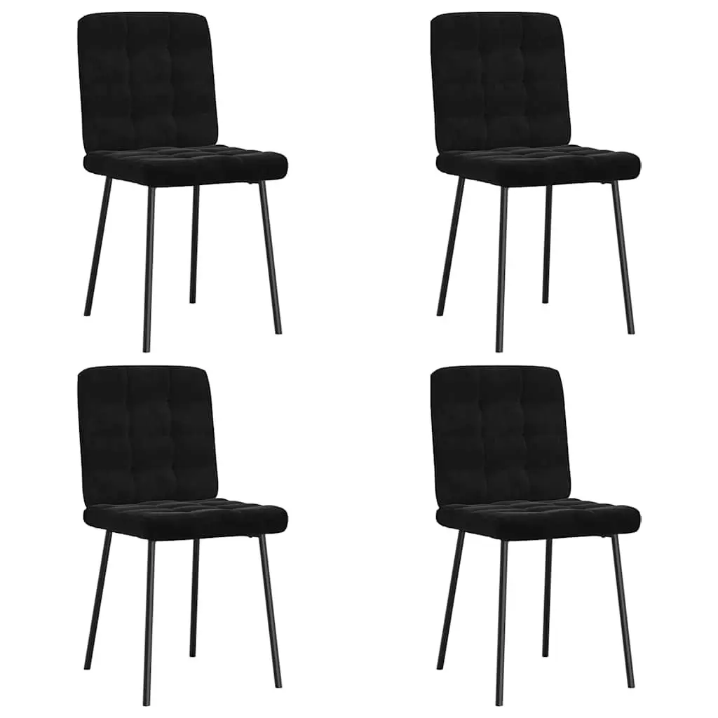 Dining Chairs 4 pcs Black Velvet Kitchen Room Seating Furniture Set Modern