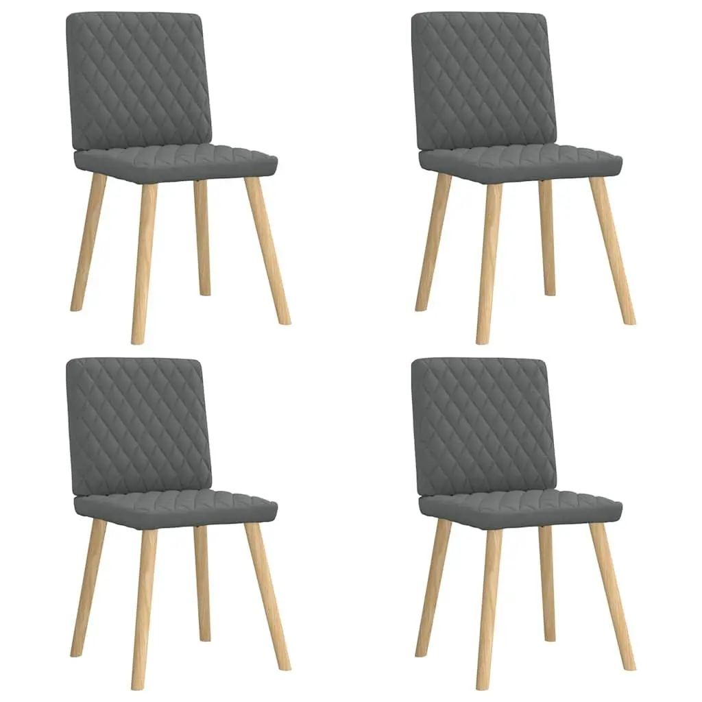 Dining Chairs Dark Grey Fabric Foam Padded Backrest 4 Piece