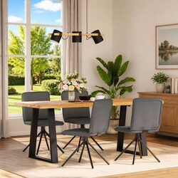 Dining Chairs 4 pcs Dark Grey Fabric Kitchen Room Seat Foam Padded Backrest