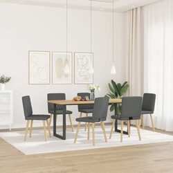 Dining Chairs 6 pcs Grey Fabric Kitchen Living Room Seat Padded Foam Backrest