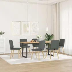 Dining Chairs 6 pcs Grey Fabric Kitchen Living Room Seat Padded Foam Backrest