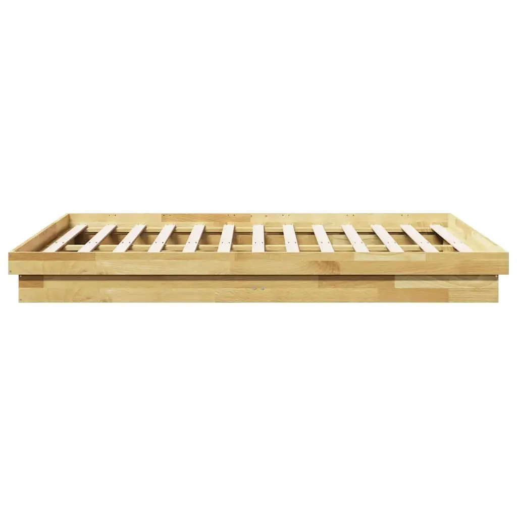 Bed Frame Low Floor Solid Wood 150x200 cm Oak Slatted Base Brown
