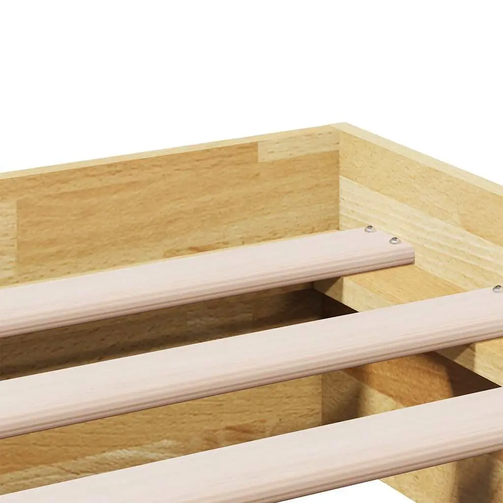 Bed Frame Low Floor Solid Wood 150x200 cm Oak Slatted Base Brown
