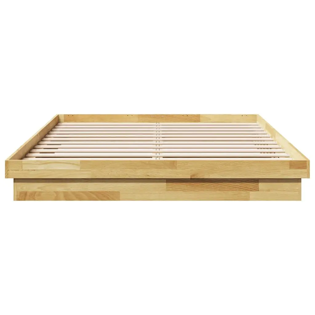 Bed Frame 135x190 cm Low Floor Solid Oak Wood Slatted Base Children Bedroom