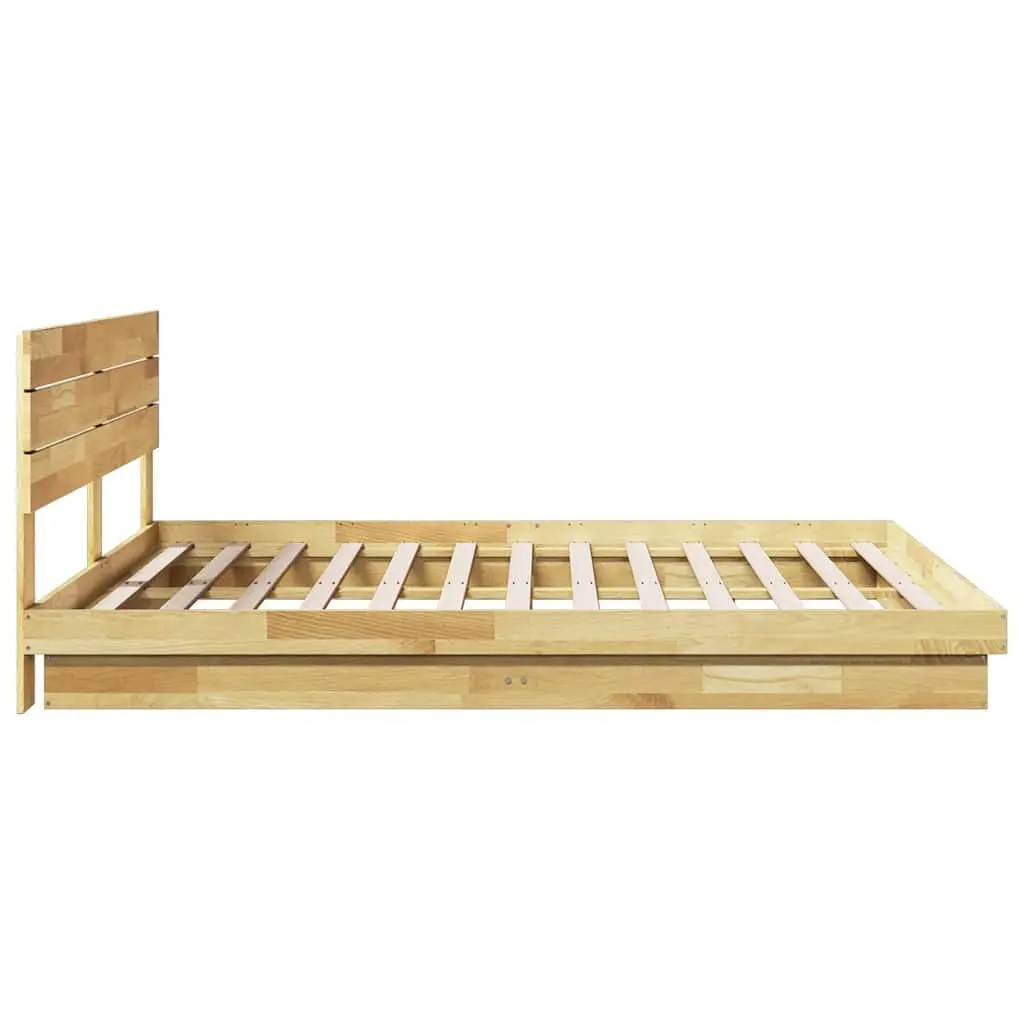 Solid Oak Bed Frame with Low Platform and Headboard 180x200 cm