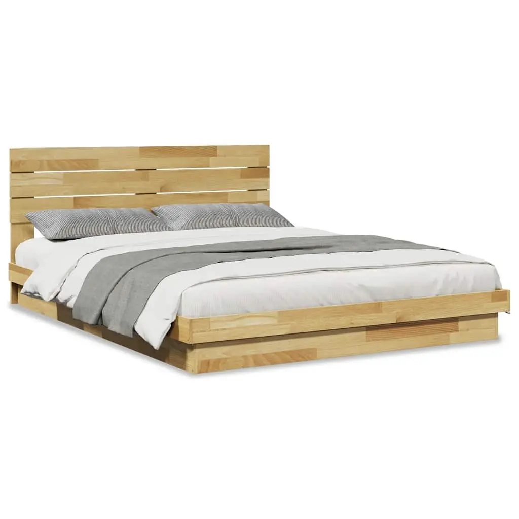 Solid Wood Bed Frame with Headboard 150x200 cm