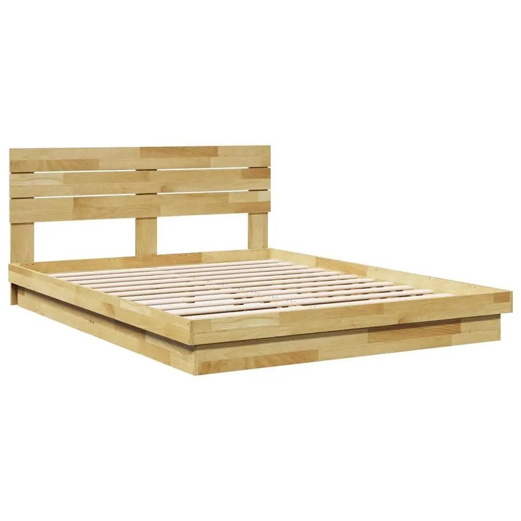 Solid Wood Bed Frame with Headboard 150x200 cm