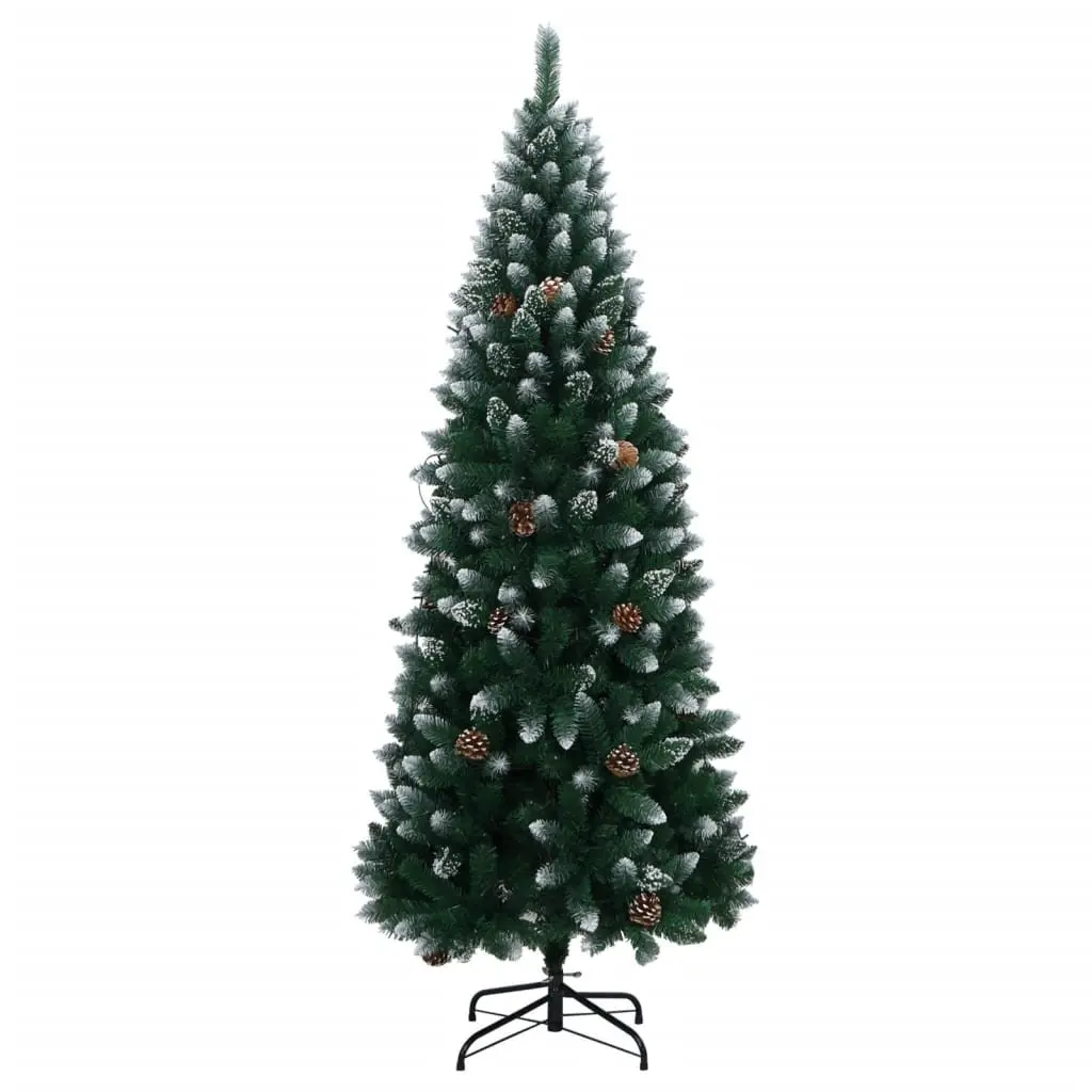Artificial Christmas Tree 180cm Green PVC Hinged Branches with 300 LED Lights Steel Stand