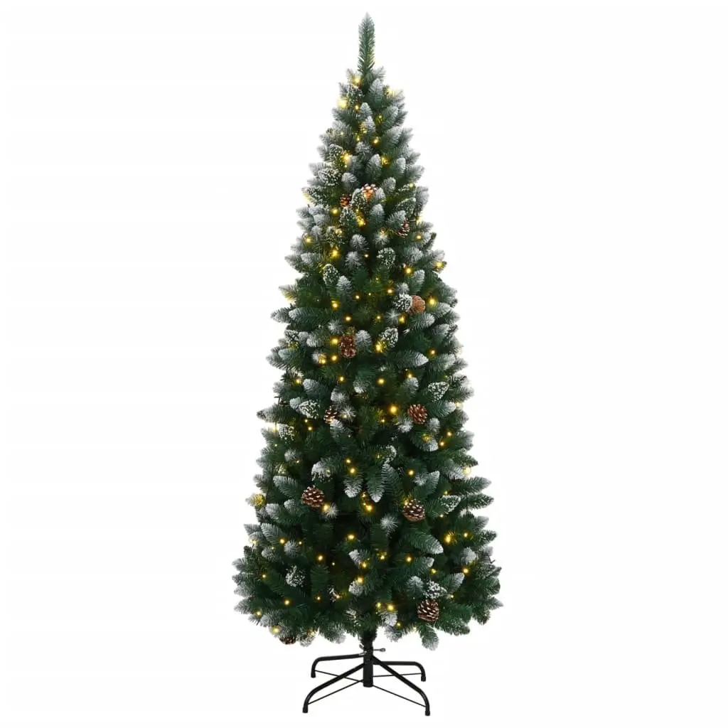 Artificial Christmas Tree 240cm Green 300 LED Lights Hinged Branches Steel Stand