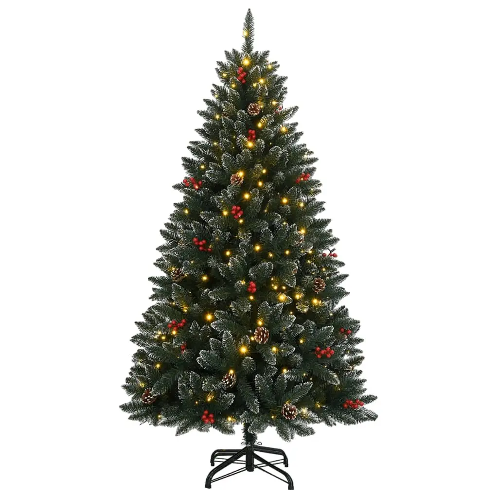 Artificial Christmas Tree 210cm Green 300 LED Lights Hinged Branches Steel Stand
