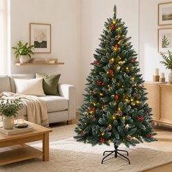 Artificial Christmas Tree 240cm 300 LED Lights Green Xmas Decor Holiday