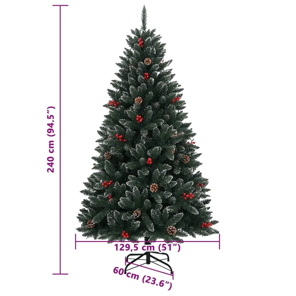 Artificial Christmas Tree Green 240cm LED Lights Holiday Decor