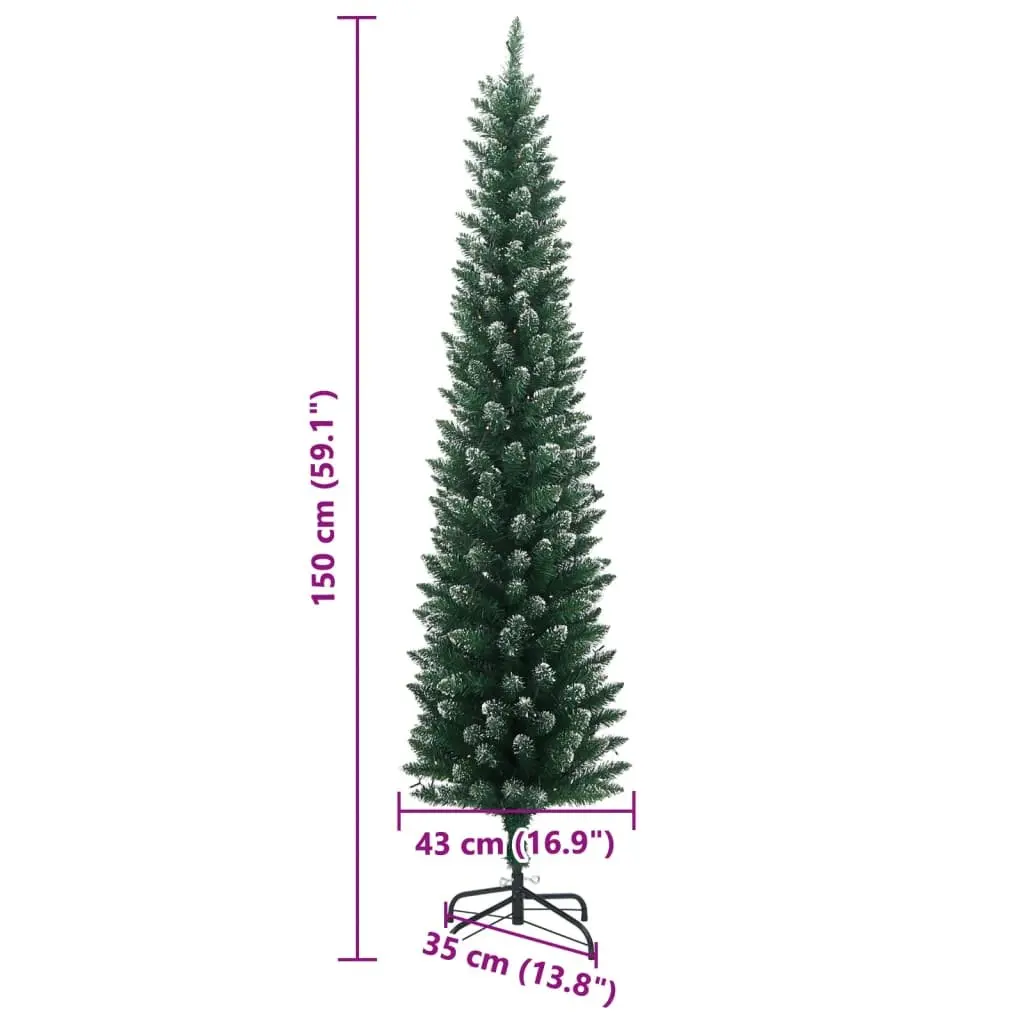 Artificial Slim Christmas Tree 150cm Green with 150 LEDs