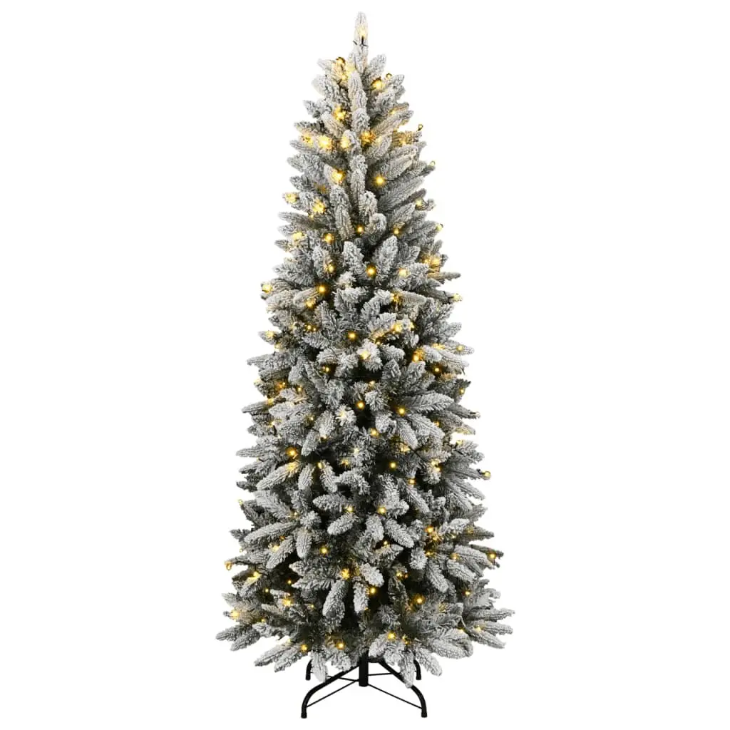 Flocked Snow Green Artificial Christmas Tree 150cm with 150 LED Lights Holiday Decor