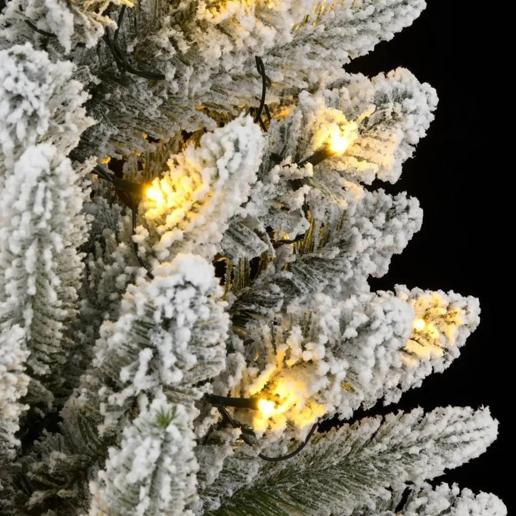 Artificial Christmas Tree 210cm Green Flocked Snow Holiday Decor with 300 LED Lights