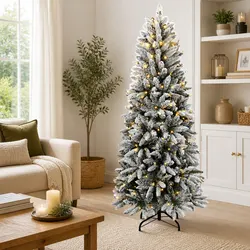 240cm Flocked Snow Tree: Practical and Affordable