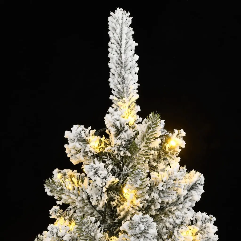 Artificial Christmas Tree Slim 150cm Green Flocked Snow with 150 LEDs