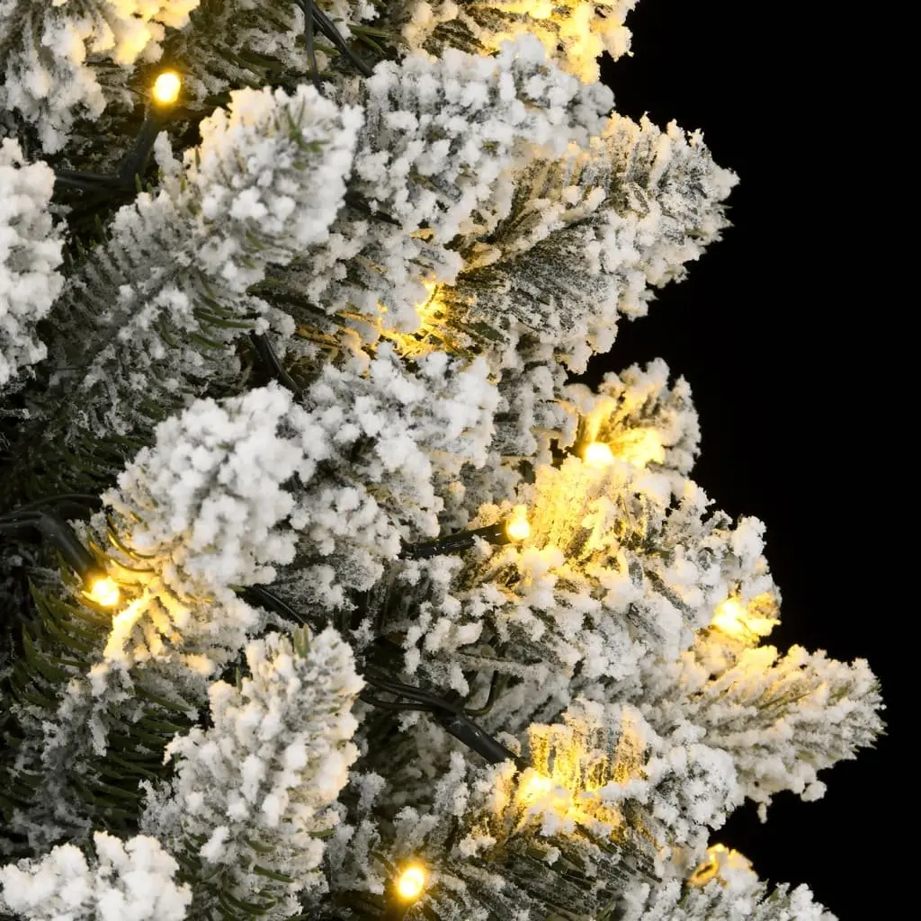 Artificial Christmas Tree Slim 150cm Green Flocked Snow with 150 LEDs