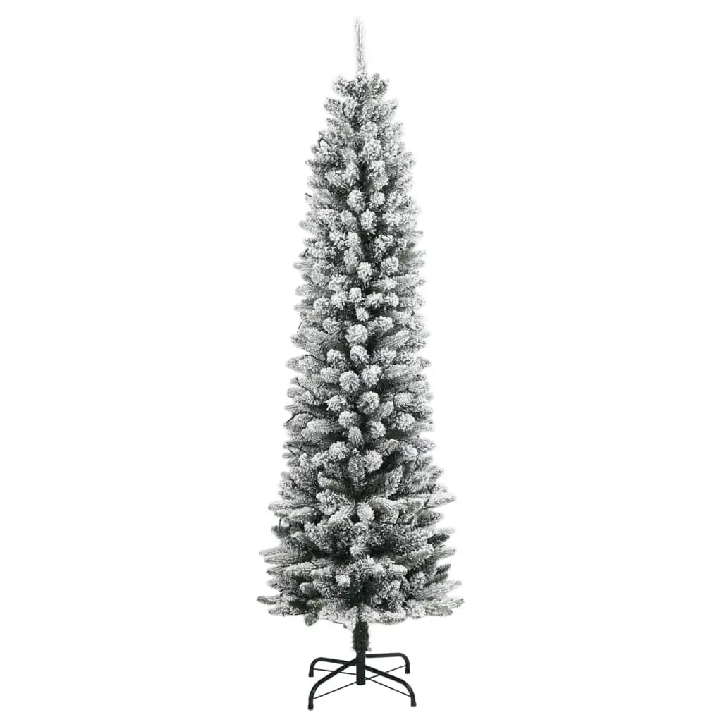 Artificial Christmas Tree 180cm Green Flocked Snow Slim 300 LED Lights
