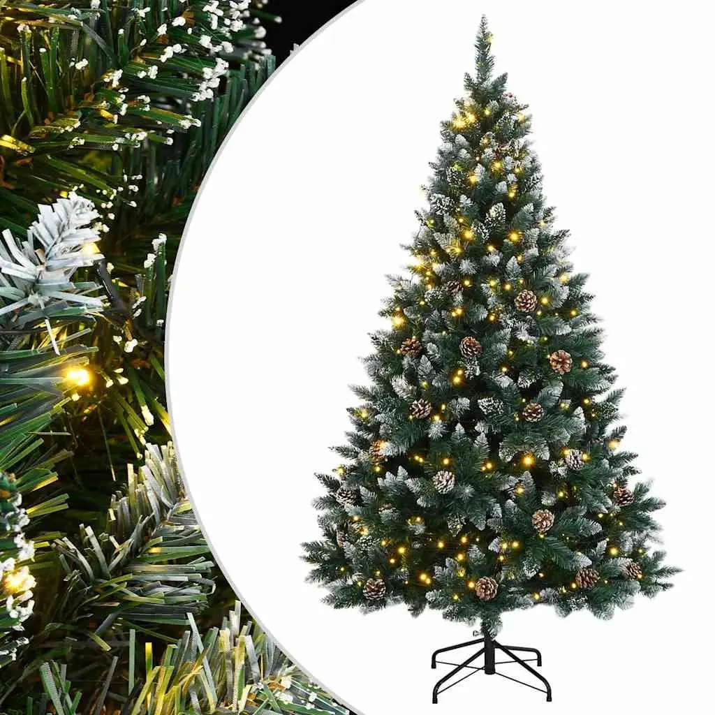Artificial Christmas Tree 120 cm Green Integrated Lighting 150 LED Lights 8 Modes Hinged Branches