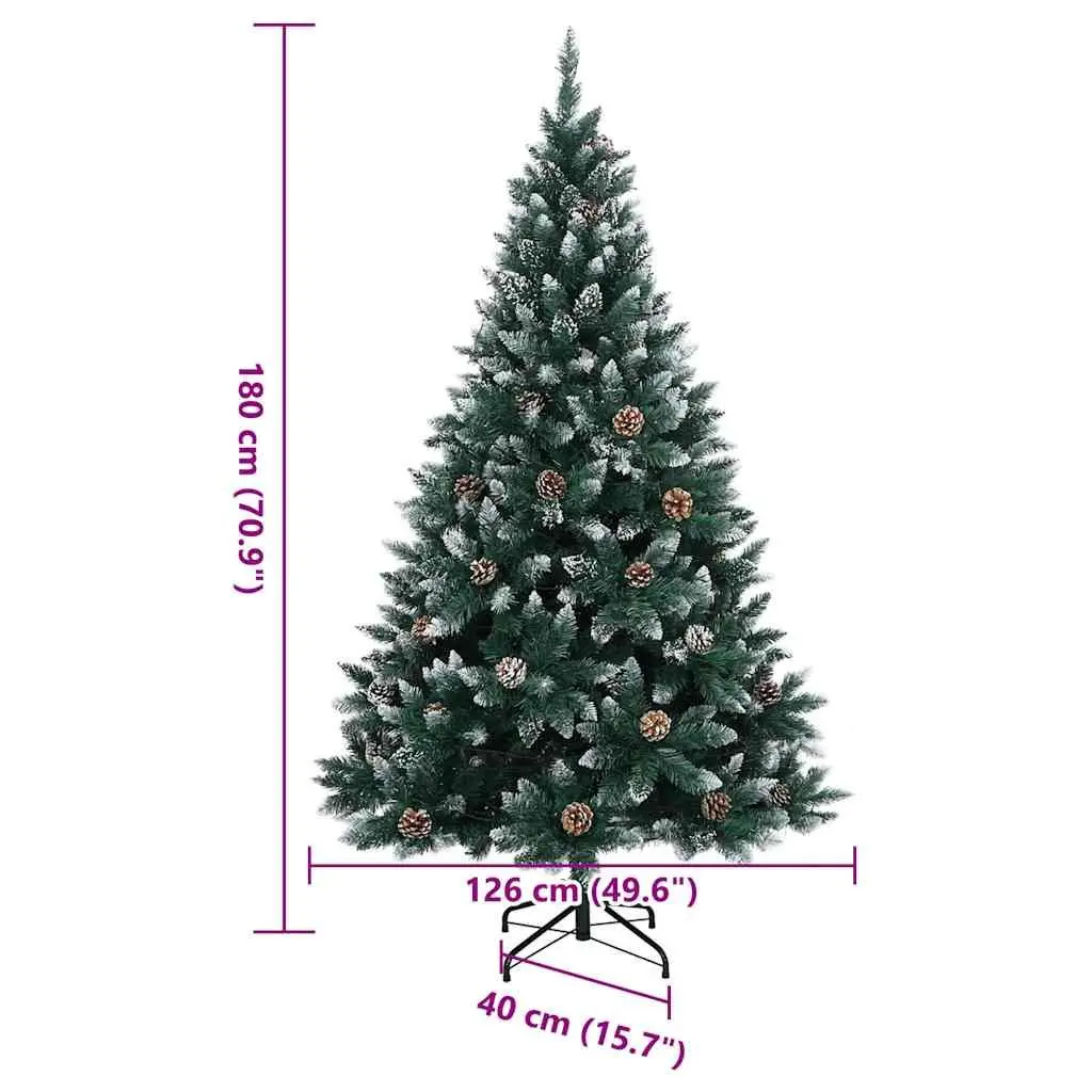 Artificial Christmas Tree 180cm Holiday Decor Green 300 LEDs Hinged Branches