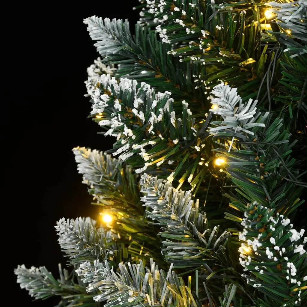 Artificial Christmas Tree 210cm Green PVC with 300 LED Lights and Hinged Branches